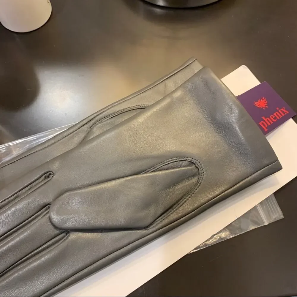 Phenix 100% Cashmere-Lined Leather Gloves Medium NWT